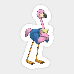 Flamingo as Secretary with Notepad Sticker